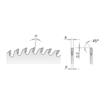 SIERRA CIRCULAR PARA METALES NO FERROSOS  216 X 30 X 2,6/2,2 Z40 TCG 5° POS